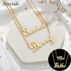 Atoztide Customized Letter Necklace Choker Stainless Steel Summer Double Layers Names Year Chain Pendant Jewelry for Women Gift