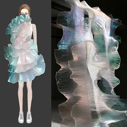 1yard price Blue Gradient Symphony Organza Lace Trim Lotus Leaf Wave Lace Accessories DIY Clothing Skirt Lace Edge 13CM width