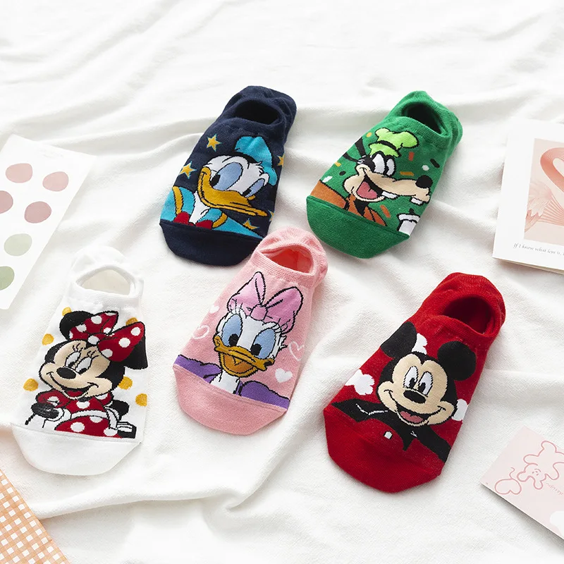 Disney Girl\'s Socks Minnie Mickey Invisible Ankle Socks Donald Duck Cotton Women\'s Socks Summer Autumn Girl Socks for Children