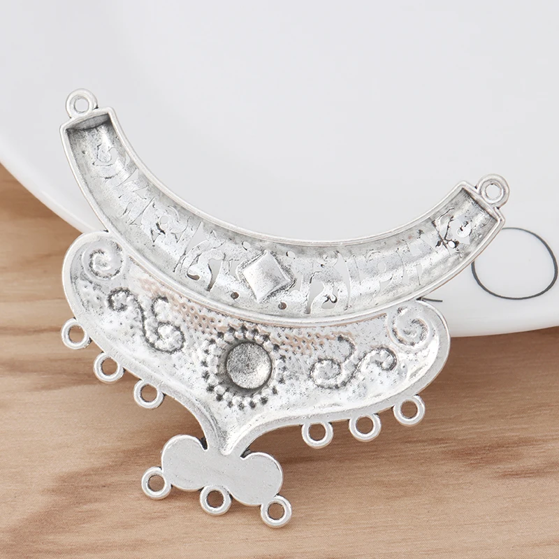 5 Pieces Large Ethnic Chandelier Connector Charms Pendants for Necklace Jewellery Making Findings 64x40mm