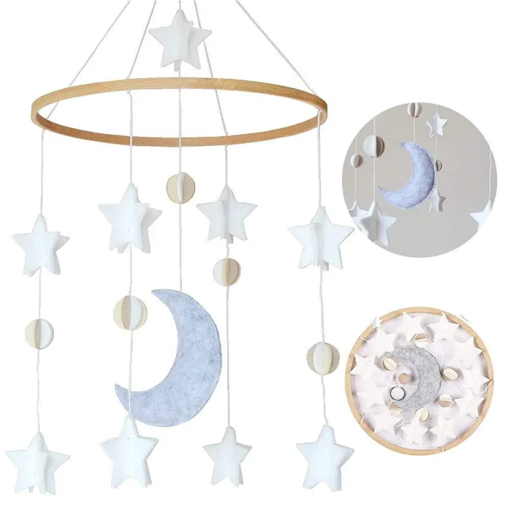 Colgante de fieltro para cuna de bebé, móvil con fieltro, estrella, Luna, carillón de viento, decoración para cama de bebé, regalo perfecto para recién nacido