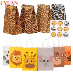 12pcs Jungle Safari animali bomboniere confezione regalo borse sacchetti di carta decorazioni per feste di compleanno per bambini Baby Shower forniture per feste