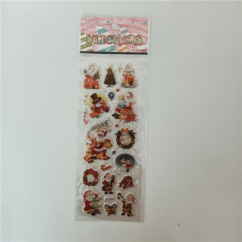 6pcs Santa Claus Puffy Stickers Kawaii DIY Scrapbook Reward Notebook 3D Sticker Toys Christmas Tree Kids Gift