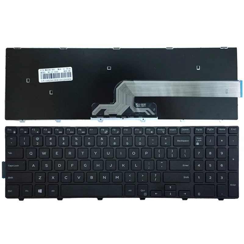 English Laptop Keyboard for Dell Inspiron 15 5543 5548 Vostro 3546 3558 3559  MP-13N73US-442 0KPP2C Keyboard  Black with Frame