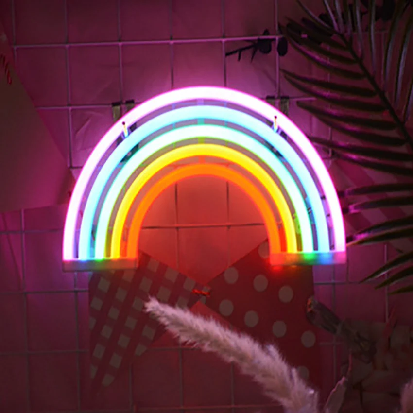 Neon Licht Dekoration Regenbogen Lampe Kinder Schlafzimmer FÜHRTE Wand Licht Neon Lampe Rohr Wohnzimmer Korridor Beleuchtung