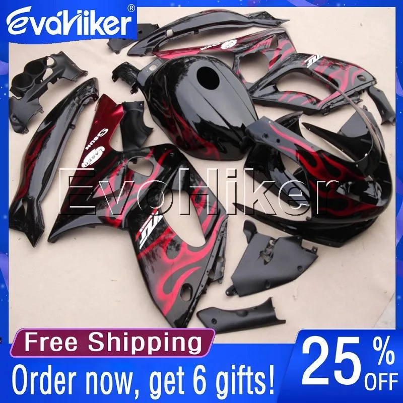 

Custom motorcycle cowl for YZF600R Thunderent 1997-2007 98 99 00 01 02 03 04 05 06 ABS fairing red flames+gifts