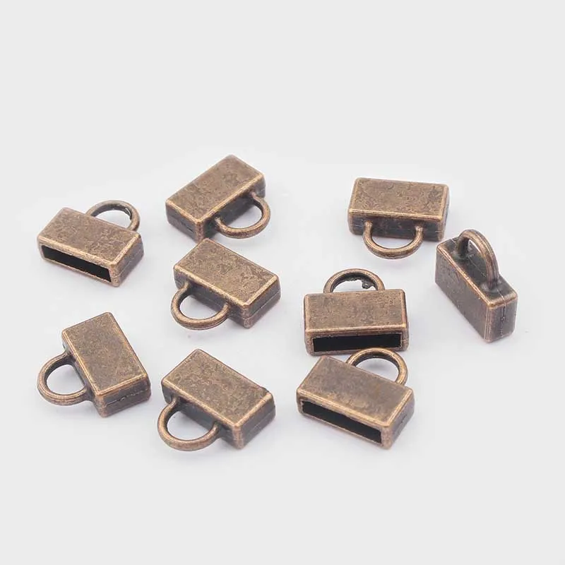 10pcs Tibetan Silver/Gold/Bronze/Copper Flat End Cap Clasps For 5mm 10mm Flat Leather Cord Bracelet Jewelry Findings Accessories