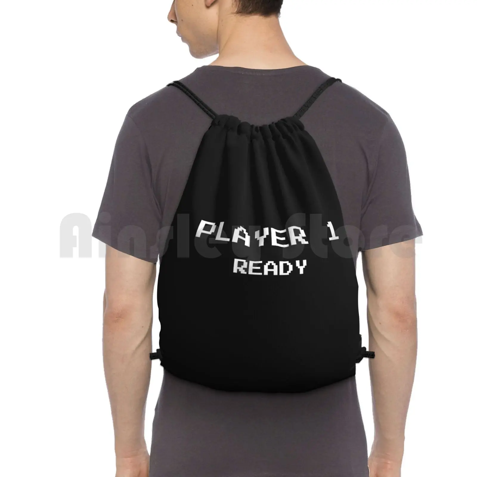 

Player 1 Ready Backpack Drawstring Bags Gym Bag Waterproof Gamers Gamer Game Games Gaming Nerd Geek Geeks Video Computer