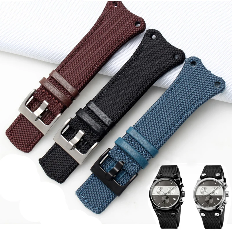 Nylon + Leather Watchband Thick Canvas Strap For K4b381b6 K4b381b3 K4B384B6 Waterproof Wristband Watch Band 30mm Black With Tool