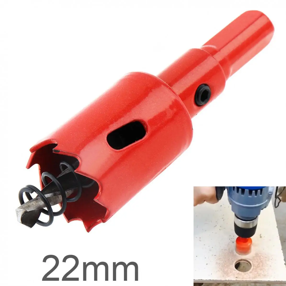 22mm M42 Bi-Metal Hole Saw Drilling Hole Cut Tool with Sawtooth and Spring for PVC Plate / Woodworking