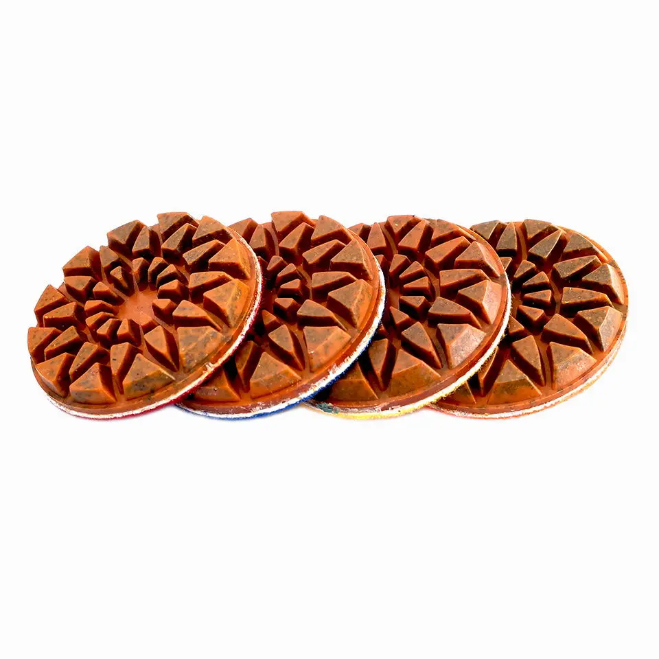 RIJILEI 4PCS 3 Inch Diamond Polishing Pads Hybrid Copper Bond Wet Concrete Floor Plishing Pad for Granite Marble Grinding Discs