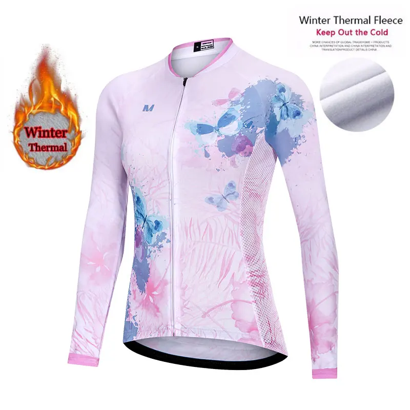 Pink 2020 Pro Team Bike Clothing Winter Thermal Fleece Women Cycling Jerseys MTB Maillot Ropa Ciclismo Bicycle Clothes Mujer