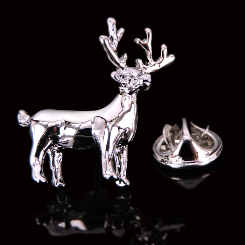 Brand new copper high quality interesting small animal  deer Brooch men's Lapel Pin clothing jewelry backpack badge gift