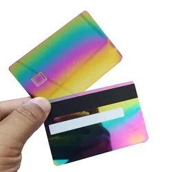 5 Pieces 0.8mm Laser Engraved Stainless Steel Blank Rainbow Mirror Metal Membership Access control Card With EMV Chip Slot