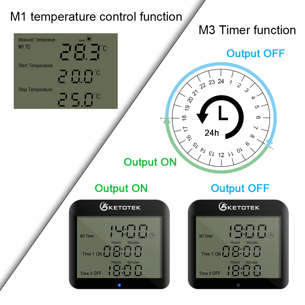 KT3200 EU Temperature Controller Digital Plug-in Thermostat Timer Switch Socket Heating Cooling Day/Night Control With 3m Sensor