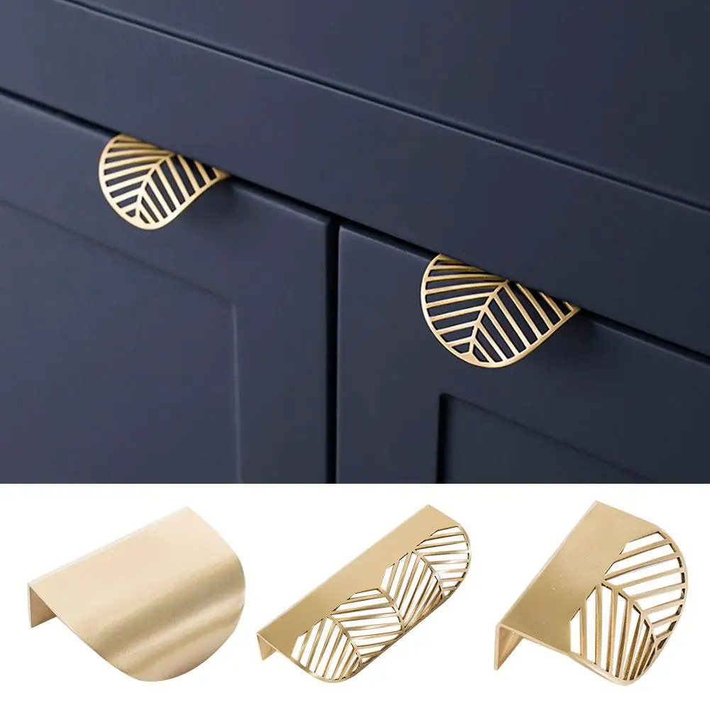 Leaf Shape Brass Gold Cabinet Pulls Furniture Handles Kitchen Door Handle Copper Drawer Pull Knobs Cupboard Handle ручки для меб