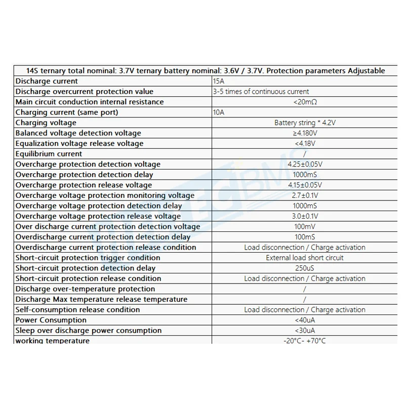 14s 48v bms 15a placa de proteção da bateria de lítio mesmo porto bicicleta elétrica/e-bike 18650 polímero ternary bms proteção da gota