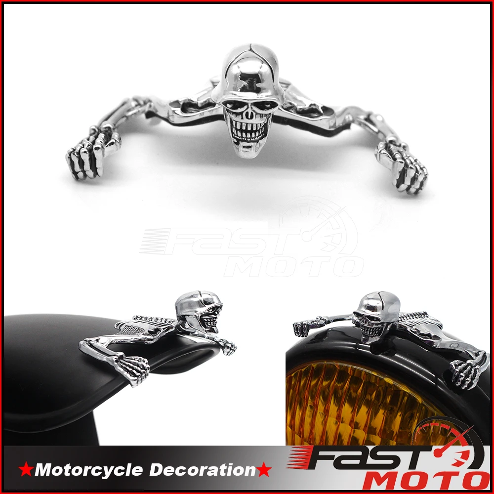 

Для Harley Chopper Honda Yamaha Suzuki на заказ универсальная фара крыло мотоцикл череп скелет декоративная фигурка орнамент