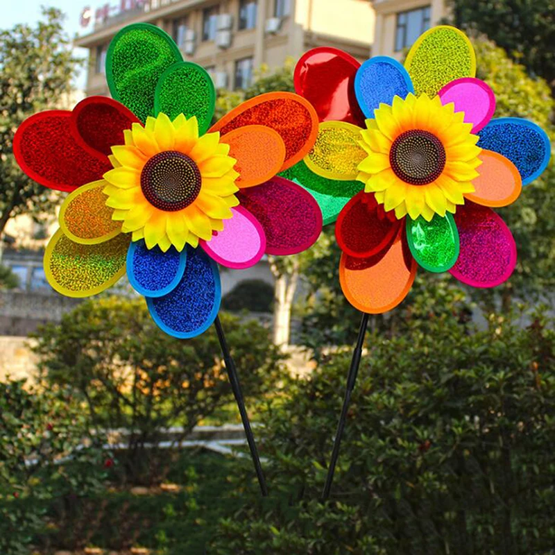 Moulin à vent tournesol pour enfants, comparateur de couleurs, spinner à vent, décoration de jardin, jouet de cour, maison, offre spéciale