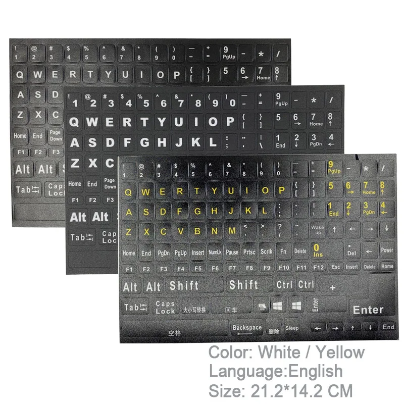 SR English Full 120 Keys Matte Standard Waterproof Keyboard Stickers Layout Letter Alphabet 10-17