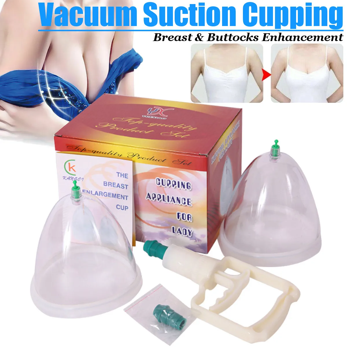TCM Pump Air Vacuum Suction Cupping Set Enhance Enlarge Women Breasts Size Lifting Hips Massager Jars Scrapping Gua Sha Cans