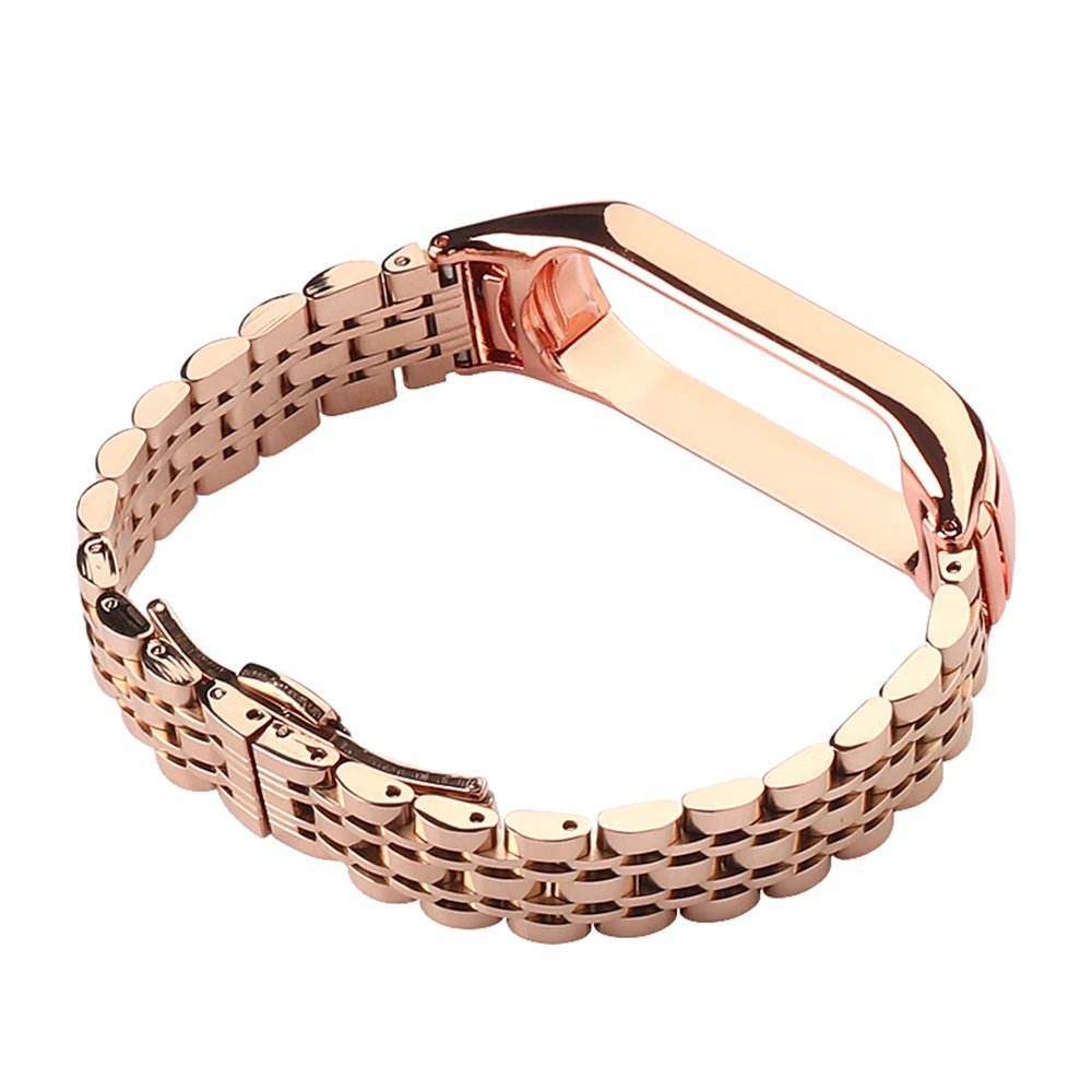 Watch Bands Mi Band 8 4 5 6 7 Bracelet Stainless Steel Wristband for Xiaomi Mi Band 5 Wrist Strap Metal Accessories Rose Gold