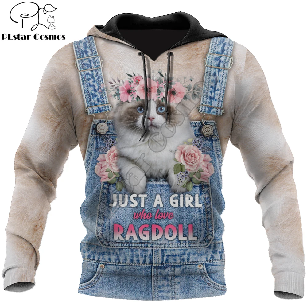 Love Cat Just a girl Ragdoll face hair 3D Printed Mens Hoodie Streetwear Sweatshirt Unisex Casual Jacket Tracksuits DK062