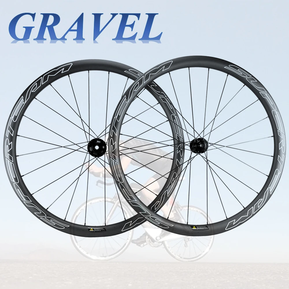 

SUPERTEAM Gravel Carbon Wheelset Tubeless 38mm Depth 31mm Width Gravel 700C Road Carbon Wheels