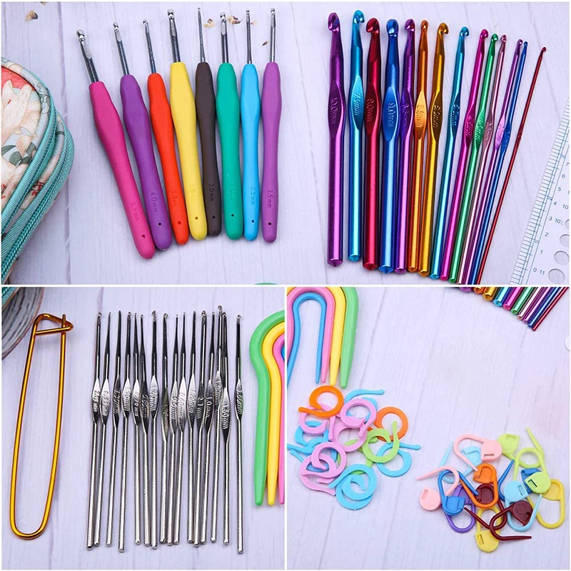 IMZAY 96Pcs Crochet Hooks Set With Knitting Needle Storage Box Knitting Needle Kit DIY Weaving Tool Accessories Set For Beginner