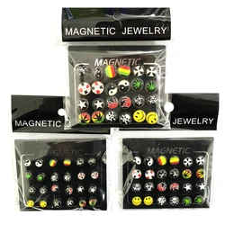 12 Pair/Lot Random Mix Earring  6/8/10mm Round Crystal Rhinestone Women Mens Magnet  Stud Ear Clip Fashion No Piercing Jewelry