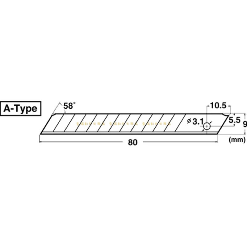 NT BA-100 Cutter BA-type Spare Blade 5 Pcs/bag,SK-2 High Carbon Steel 58 Degree Angle 0.38mm Thickness 9mm Width