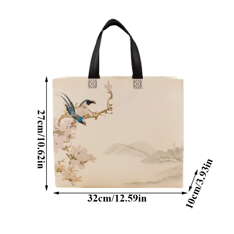 Chinese Ink and wash Style Shopping Bags Foldable Eco Tote Bags Reusable Women\'s Handbag shoulder Bag Non-Woven Shopping Pouch