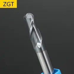 ZGT Ball Nose End Mills HRC50 2 Flute CNC Fresa Metal Alloy Carbide Milling Tungsten Steel Milling Cutter R1 R1.5 R2 R3 R4 R5 R6