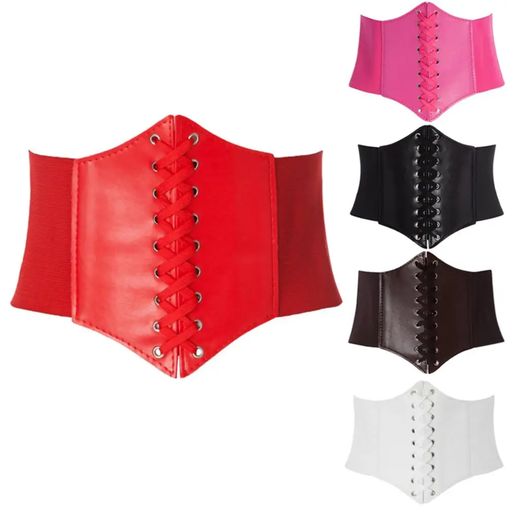 Belts For Women Waist Corset Wide PU Leather Slimming Body Belts Elastic Waistband Adjustable Ceinture Femme Fajas Dress Girdle