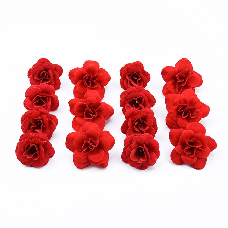 50/100 Stück Rote Rosenköpfe Künstliche Blumen für Valentinstag, Hochzeit, Dekoration, DIY-Heimzubehör, Süßigkeitenbox, Scrapbooking, Geschenke, Kopfbedeckung – Detail 5