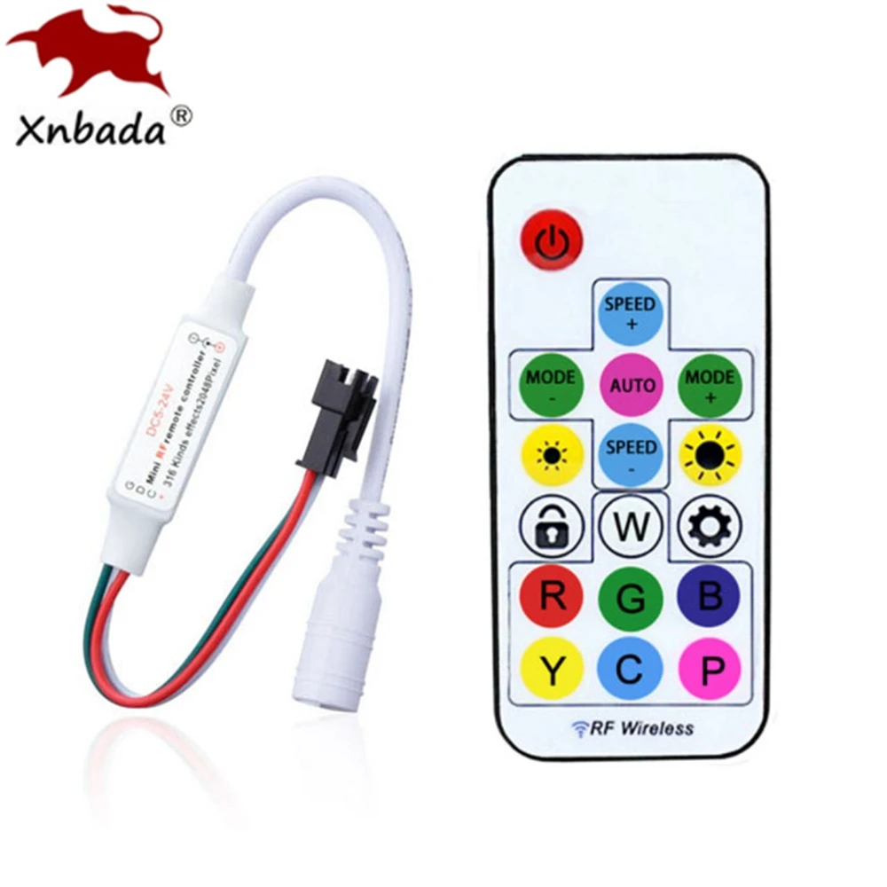 WS2811 WS2812B SK6812 Led Pixels Strip Licht Controller Dc Mini 17Keys Rf Lock Afstandsbediening 366Modes Veranderen DC5-24V