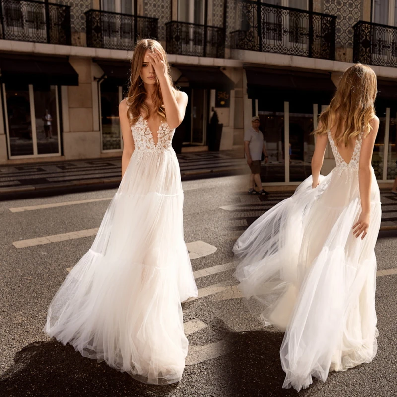 Vestidos de casamento de fanweimei profundo sexy com decote em v sem costas rendas sem mangas boho vestido de noiva árabe vestidos de casamento novia