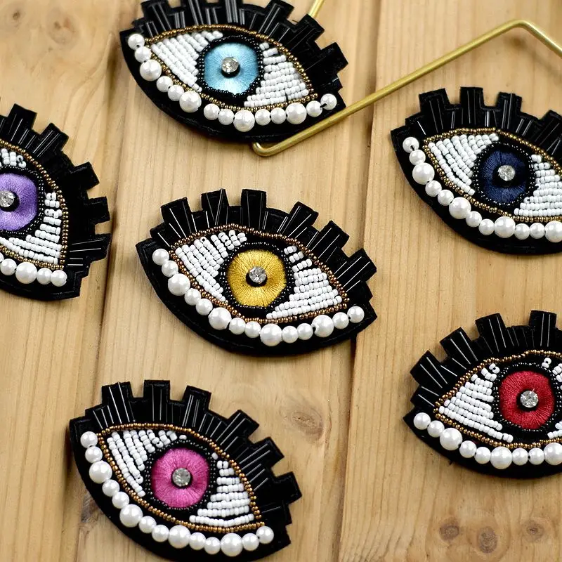 Rhinestone Beading Eyes Applique 3D Sew On Crytal Pearl Patches For Clothing Badge Paste For Clothes Bags Shoes Socks Decoration