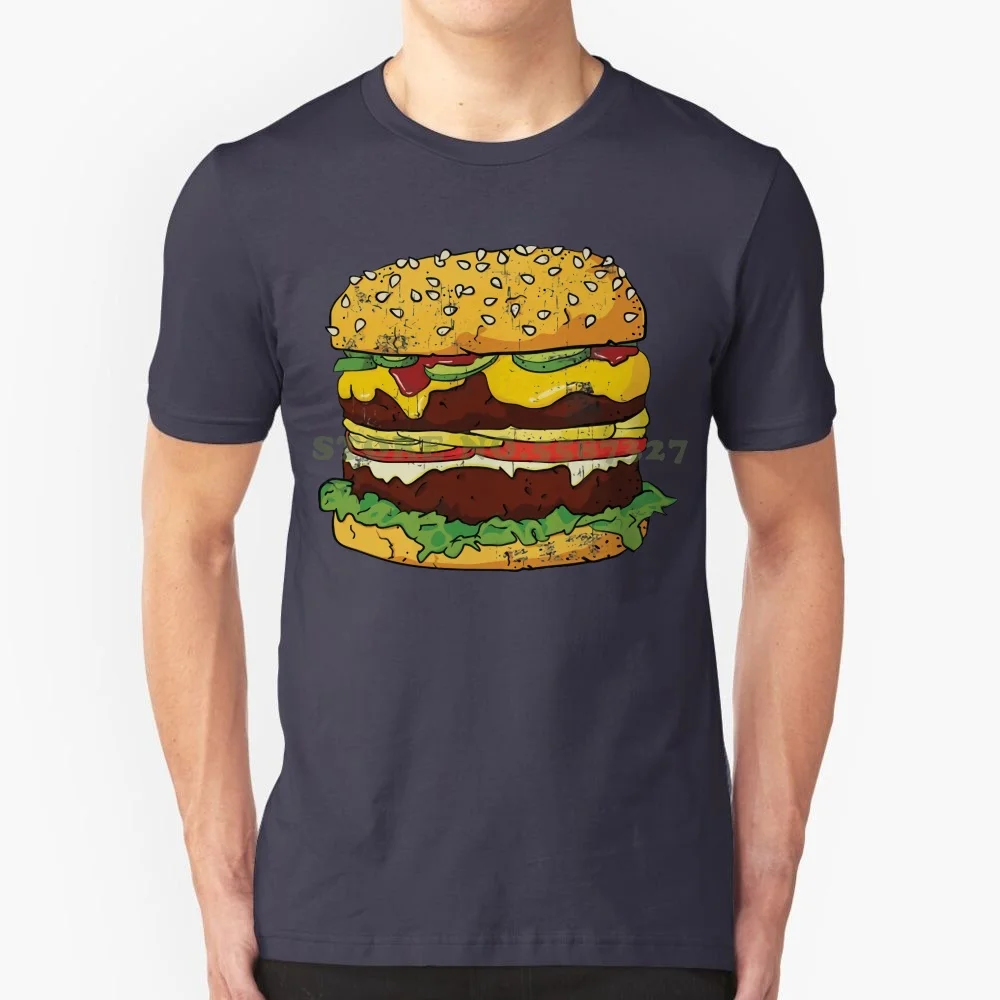 Hot Sale Short Sleeve Cotton T Shirts Man Clothing Giant Fast Food Burger Mens Fun Novelty Fashion Print T Shirt