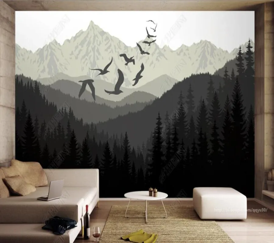 

Papel de parede Nordic alpine forest scenery modern and sim 3d wallpaper mural,iving room tv wall bedroom wall papers home decor