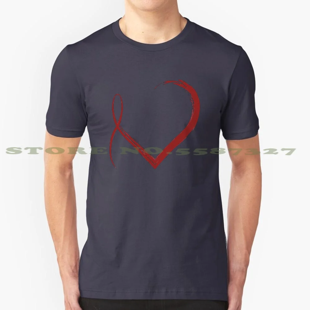 Heart Red Ribbon Awareness 100% Cotton T-Shirt Aids Awareness Month Hiv Awareness Month Heart Disease Awareness Month Stroke