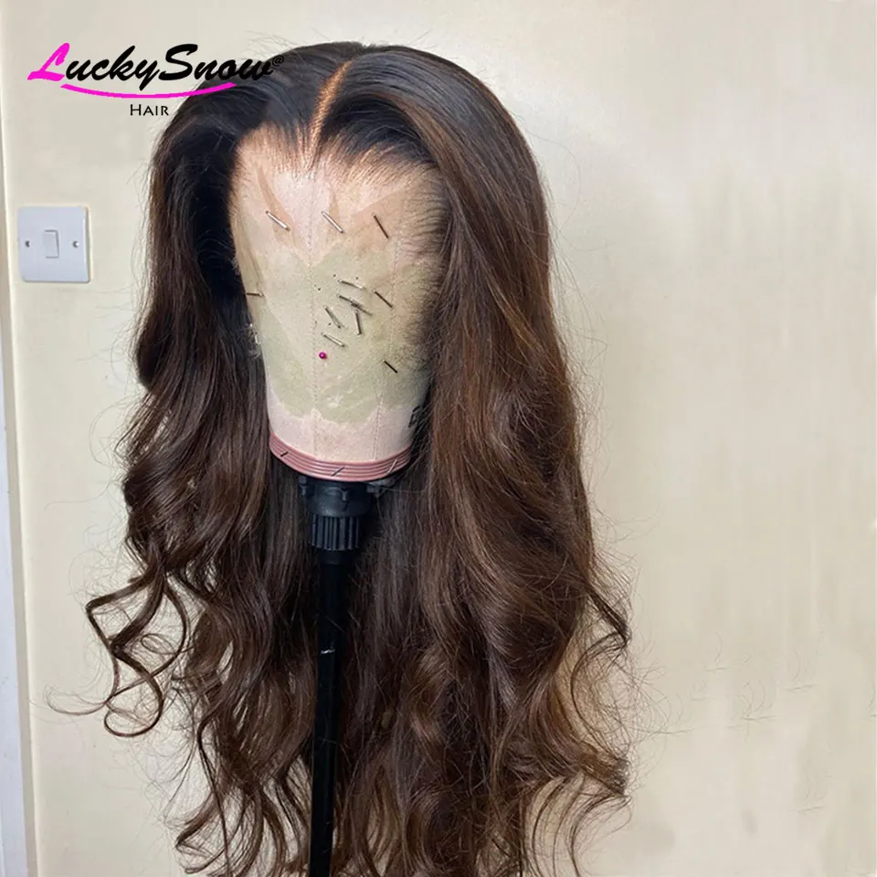 180 الكثافة براون الجسم موجة البرازيلي الملونة باروكة من شعر طبيعي جودة عالية شفافة 13x4 الدانتيل الباروكات الأمامية للنساء تأثيري #4