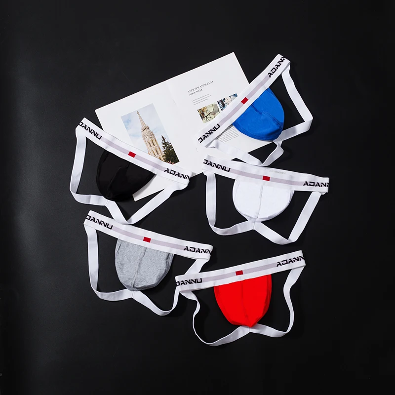 2021 New Sexy Gay Men Underwear Jockstrap Briefs Mens G String Thongs Underpants Lingeries Jock Strap Sissy Panties Man AD46