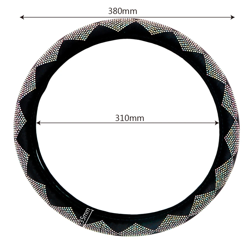 Tampas antiderrapantes universais do volante do carro do luxuoso, strass colorido coberto, 38cm