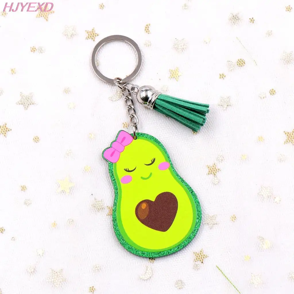 Avocado Keychain, Smiling Cute Avocado Acrylic Keychain, Glittered Acrylic Keychain, Avocado Purse Charm