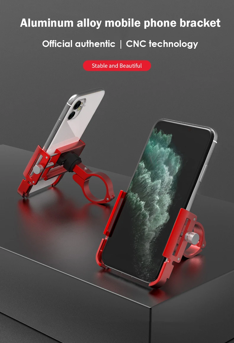 HSSEE Fahrrad-Telefonhalterung, CNC-Aluminiumlegierung 360° ° Rotierender MTB-Telefonhalter Fahrrad Moto Unterstützung Telephong Fahrradzubehör – Detail 1