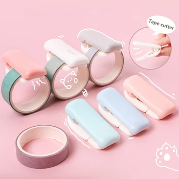 1 قطعة لون عشوائي صغير المحمولة حلوى لون البلاستيك شريطٌ لاصق القاطع لشريط الفن المنظم لتقوم بها بنفسك الحرف سكرابوكينغ أدوات