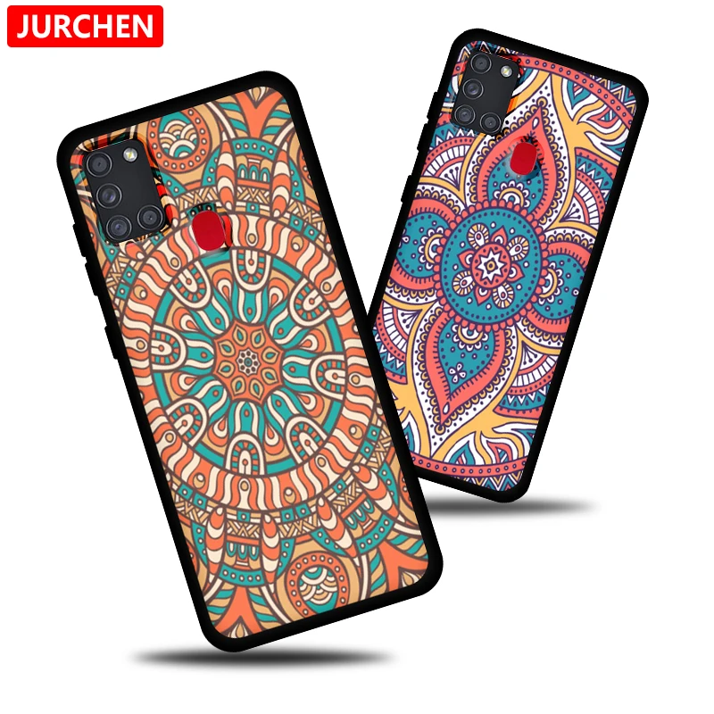 JURCHEN Phone Case For Samsung Galaxy A21S TPU Matte Thin Back Cover For Samsung A21S A217F A217M A217N Cartoon Cat Dog Pattern