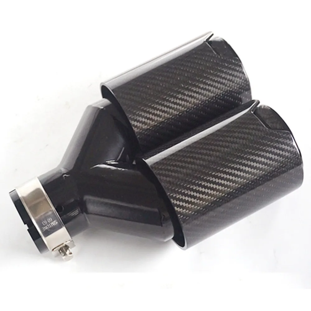 1PCS  TOP quality Car Carbon Fiber Exhaust TWIN End Tips for BMW inlet 60mm 63mm oulet 93 M performance Dual Pipes