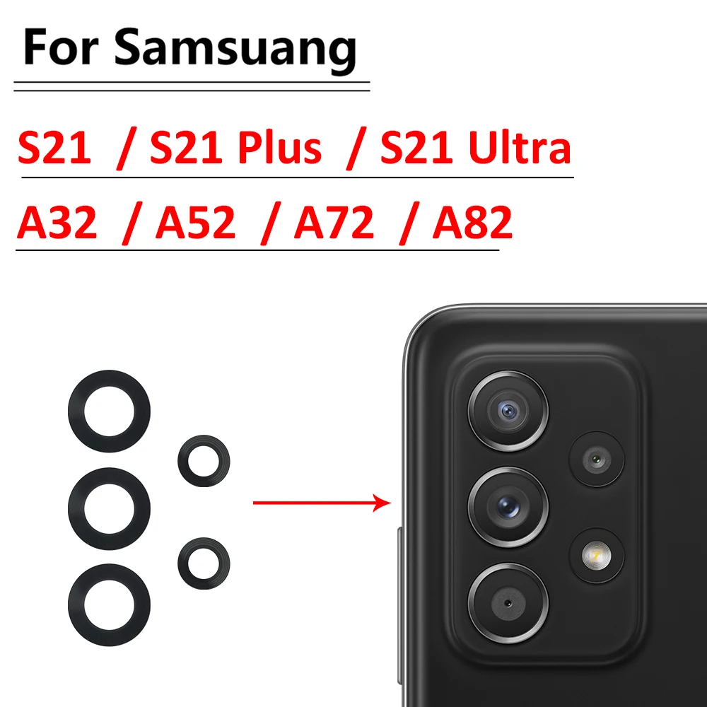 Nový couvat zadní kamera sklo objektiv pro Samsung A32 A52 A72 A82 S21 S22 S23 plus uitra s lepidlo repacement součástky